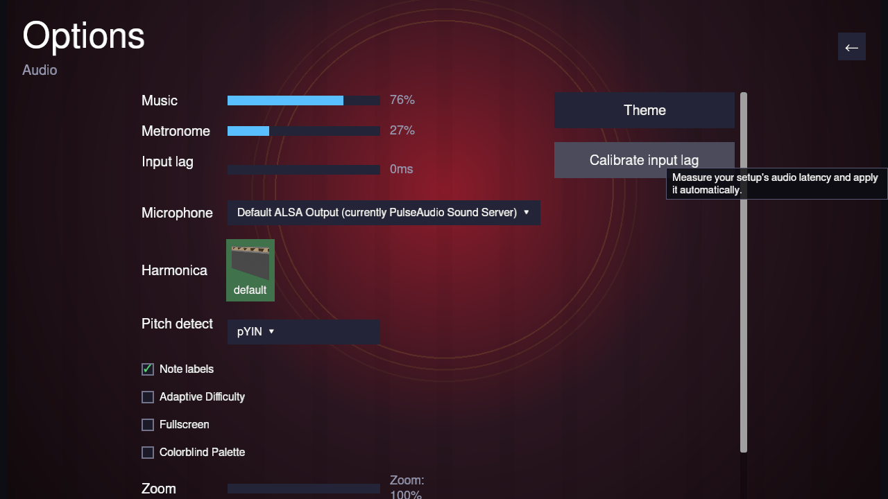 Options page