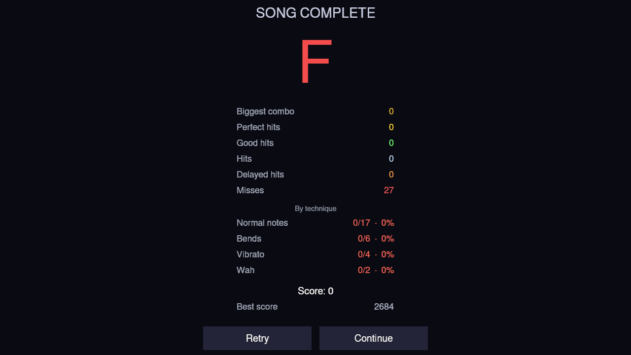 Results screen