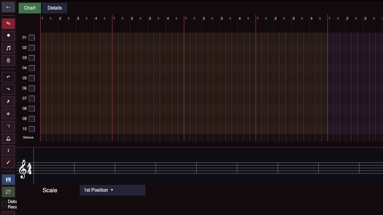 Song Editor screen